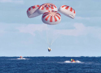 Crew-Dragon-DM-1-parachute-splashdown